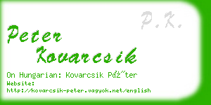 peter kovarcsik business card